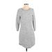 Gap Outlet Casual Dress Crew Neck 3/4 sleeves: Gray Marled Dresses - Women's Size Small