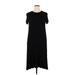 Agnes & Dora Casual Dress - Shift Crew Neck Short sleeves: Black Solid Dresses - Women's Size X-Large