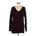 Nine West Pullover Sweater: Burgundy Solid Tops - Women's Size Medium