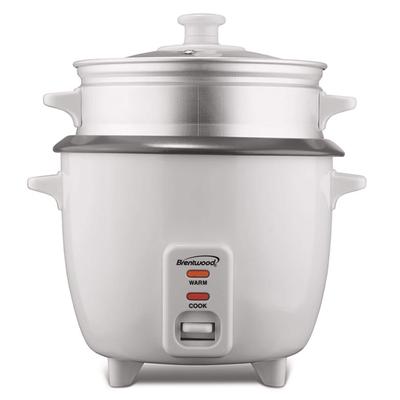 Brentwood Cup Rice Cooker / Non-Stick with Steamer in White