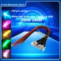 Diodes électroluminescentes pré-soudées LED 3-12V 20cm pré-câblées blanc rouge vert bleu jaune