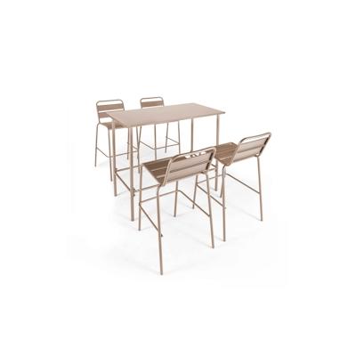 Oviala Business Set aus Stehtisch und 4 Barstühlen aus taupefarbenem Metall - Oviala