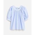 Smock-Neck Puff-Sleeve Top