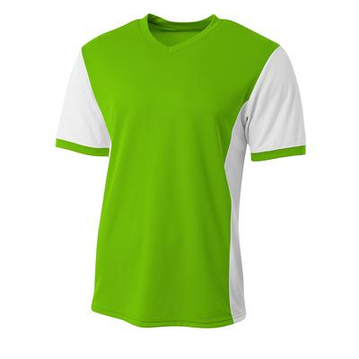 A4 N3017 Athletic Men's Premier V-Neck Soccer Jersey T-Shirt in Lime/White size XL | Polyester A4N3017