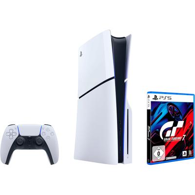 PLAYSTATION 5 Spielekonsole "Disk Edition (Slim) + Gran Turismo 7" Spielekonsolen schwarz-weiß (weiß, schwarz) PlayStation 5