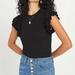 Goldie Double Ruffle Sleeveless Tee Shirt - Black