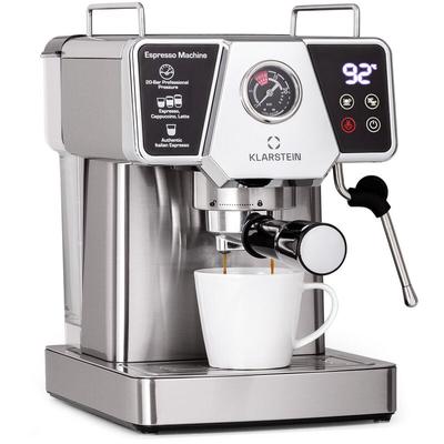 Klarstein - 1,8 l Siebträgermaschine für 2 Tasse Kaffee, Mini Espressomaschine mit Milchschäumer,