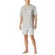 Schiesser Herren Schlafanzug kurz V-Ausschnitt-Nightwear Set Pyjamaset, grau-Mel_181161, 62