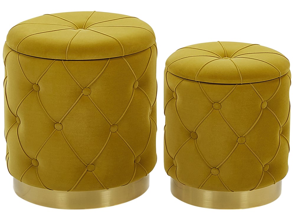 Lot de 2 poufs en tissu jaune 4033x4436cm