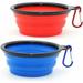2 Pieces of Portable Dog Bowl Foldable Dog Bowl Travel Bowls for Dogs and Cats Bowls (350ml Blue and Red) Tantue