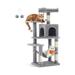 44.1-Inch Cat Tree with 4 Scratching Posts Plush Multi-Level Cat Tower with 2 Perches and Cave Standing Cat Condo Play House with Hammock & 2 Pompoms for Indoor Cats Light Gray