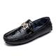 Men's Loafers Slip-Ons Moccasin Plus Size Drive Shoes Metallic Shoes Fleece lined Business Daily Patent Leather Warm Slip Resistant Loafer Black Silver Fall Winter