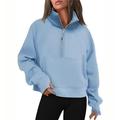 Womens Sweatshirts Half Zip Cropped Pullover Fleece Quarter Zipper Hoodies Fall outfits Clothes with Thumb Hole