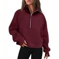 Womens Sweatshirts Half Zip Cropped Pullover Fleece Quarter Zipper Hoodies Fall outfits Clothes with Thumb Hole