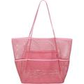 Women's Handbag Tote Beach Bag Mesh Outdoor Beach Large Capacity Foldable Lightweight Black Pink khaki