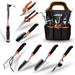 Garden Tool Set 9 Piece Stainless Steel Heavy Duty Gardening Tool Set with Non-Slip Rubber Grip Storage Pocket Ideal Garden Tool Kit Gift for Women/Parent