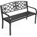 Outdoor Steel Garden Bench Park Bench Patio Park Welcome Bench with Powder Coated Cast Iron Steel Frame Outdoor Chair Loveseat with Ergonomic Backrest for Backyard Lawn Porch Balcony