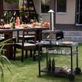 3 Layers Grill Cart for Outdoor Kitchen Food Prep Worktable Grill Dining Cart Movable BBQ Trolley with Handle Wheels and Hooks Black)