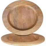 Wood Serving Plates - 13 Dinnerware Buffet Plate Round Thanksgiving Charger Plate Centerpiece Dining Cover Plate for Sandwiches Salad Finger Foods Burgers appetizers - 2 Pack (Tan Brown)