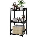 DIQIN Bathroom Shelves 3 Tier Ladder Shelf with Drawers Bamboo Bookshelf Open Shelving Nightstand Bookcase End Table Plant Stand for Living Room Bedroom Bathroom Kitchen