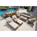 Laguna 16-Piece Teak Wood Outdoor Patio Furniture Combination Set w/Three-Seat Sofa Set Dining Set and Chaise Lounge Set