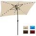 LOVE STORY 6.5x10ft Rectangular Patio Umbrella with Solar Powered LED Outdoor Table Market Umbrella with Push Button Tilt and Crank Beige (No Base included)