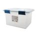 32 Qt Gasket Box Stackable Storage Bin with Latching Lid and Tight Seal Plastic Container to Organize Basement Clear Base and Lid 4-Pack