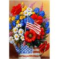 Morigins Spring Summer Pansies Yard Flag Decorative July 4th Patriotic Flowers Outdoor Garden Flag 12.5x18 Inch