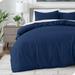 Bare Home Luxury Duvet Cover and Sham Set - Premium 1800 Collection - Ultra-Soft - Queen Dark Blue 3-Pieces