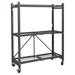 WANCQ Heavy Duty Foldable 3 Tier Metal Shelf Wire Rack Storage Unit Organizer with 3 Inches Wheels for Garage Basement or Laundry Room Pewter.