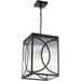 Outdoor Pendant Light 3-Lights Exterior Porch Hanging Ceiling Lighting Outdoor Chandelier with Clear Ribber Glass for Entryway Patio Doorway Hallway