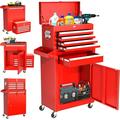 SUNCROWN Red Tool Chest 5-Drawer Rolling Tool Chest with Detachable Top Tool Box Tool Chest with Universal Lockable Wheels Metal Tool Cart for Garage Workshop Barbershop