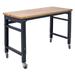 imerelez Workbench - 48 Wide Rolling Workbenches for Garage - Adjustable Height Workshop Tool Bench Metal with rubber Wood Top