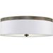 YONG 20 Large 3-Light Flush Mount Ceiling Light White Fabric Shade + Round Glass Diffuser Gray Oak Wood Style Finish