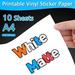 10/20/30/40/50/100 Sheets Printable Vinyl Sticker Paper A4 White Glossy Waterproof Self-Adhesive Copy Paper for Inkjet Printer 10-White Matte
