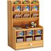 Upgraded Wooden Pencil Holder Pen Organizer for Desk with 15 Compartments + Drawer Desktop Stationary Storage Organizer Caddy