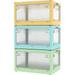 3 Pack Stackable Storage Bins 8 Gal Collapsible Storage Bins with 5 Opening Ways Folding Storage Boxes Set with Lids Foldable Storage Cubes for Clothing Toys Books (Mixed Color)