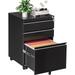 U-SHARE 3 Drawer File Cabinet Assembled Metal Filling Cabinet with Lock Locking Office Mobile Cabinet with Wheels for Legal/Letter Size Under Desk Fully Assembled Black