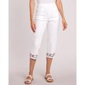 Blair Women's DenimEase™ Embroidered Flat-Waist Capris - White - 12P - Petite