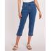 Blair Women's DenimEase™ Embroidered Flat-Waist Capris - Denim - 24W - Womens