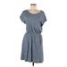 H&M Casual Dress - Mini Scoop Neck Short sleeves: Gray Solid Dresses - Women's Size Medium