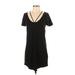 Express Outlet Casual Dress - Shift Scoop Neck Short sleeves: Black Solid Dresses - Women's Size Small