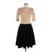 Lularoe Casual Dress - A-Line Scoop Neck 3/4 sleeves: Tan Solid Dresses - Women's Size Medium