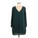 H&M Casual Dress - Mini V-Neck Long Sleeve: Green Print Dresses - Women's Size 6