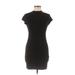 Zara Cocktail Dress - Bodycon Mock Short sleeves: Black Solid Dresses - Women's Size Medium