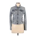 &Denim by H&M Denim Jacket: Short Blue Print Jackets & Outerwear - Women's Size 8