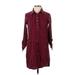 Dina Casual Dress - Mini High Neck 3/4 sleeves: Red Print Dresses - Women's Size Small