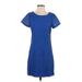 Skies Are Blue Casual Dress - Mini Scoop Neck Short sleeves: Blue Solid Dresses - Women's Size Small