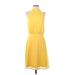 Just Fab Casual Dress High Neck Sleeveless: Yellow Print Dresses - Women's Size Small