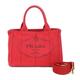PRADA Canapa Tote Mini Shoulder Bag Canvas Red Ladies Handbag
